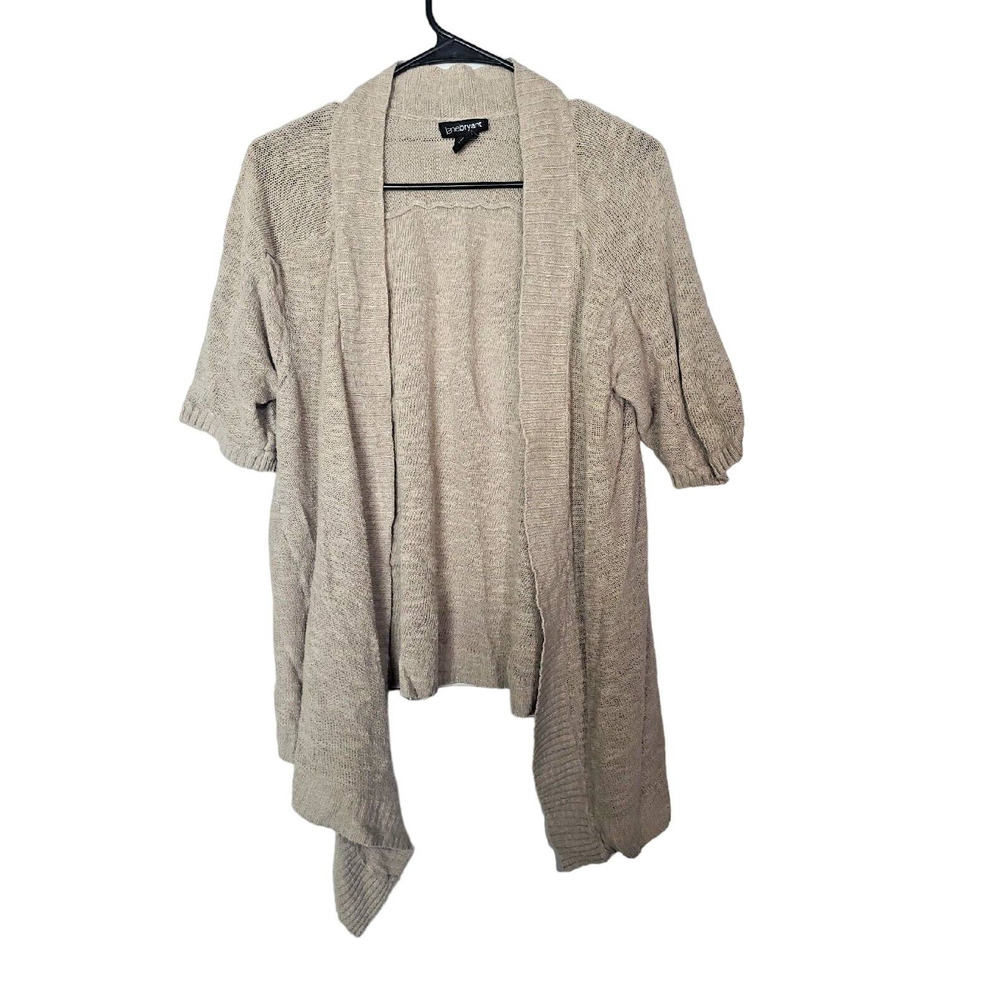 Lane Bryant Tan Linen Blend Open Front Knit Cardigan Sweater Womans Size 18/20